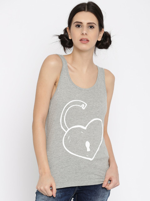 

Vero Moda Women Grey Melange Printed Tank Top