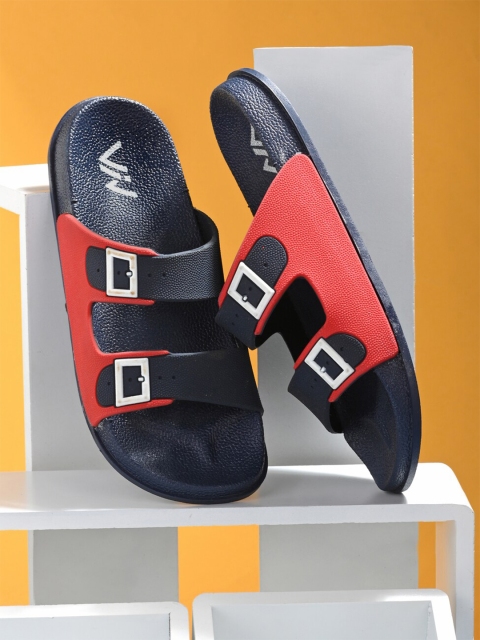 

VIV Men Blue & Red Colourblocked Rubber Sliders