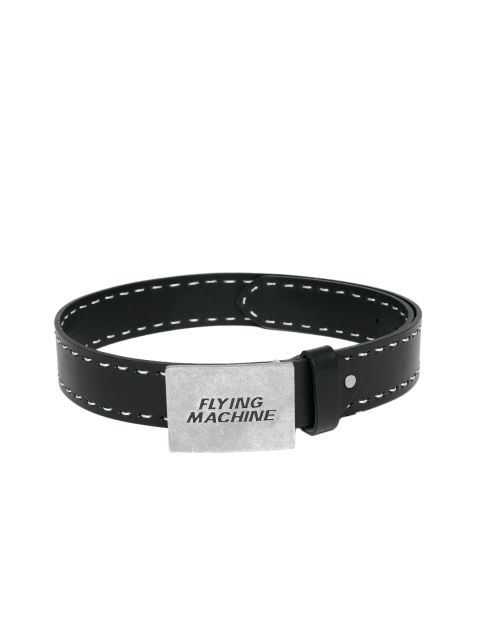 

Flying Machine Men Black Solid Leather Belt