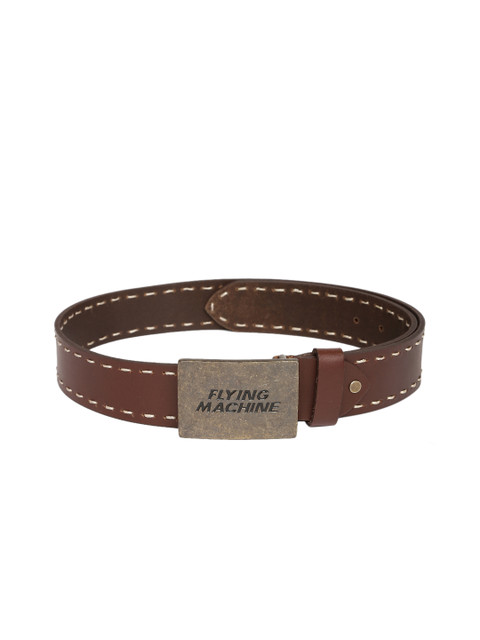 

Flying Machine Men Brown Solid Leather Belt