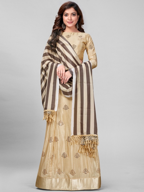 

Granthva Fab Beige Coloured Sequined Embroidered Silk Lehenga Choli