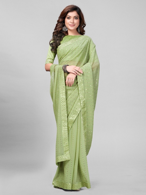 

Granthva Fab Green Embellished Sequinned Ready to Wear Saree
