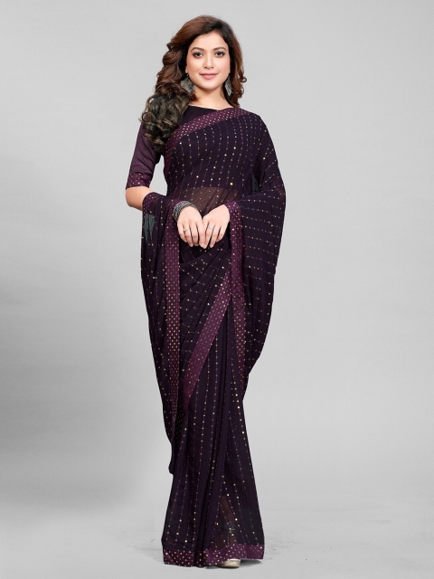 

Granthva Fab Purple & Silver-Toned Embellished Sequinned Ready to Wear Saree