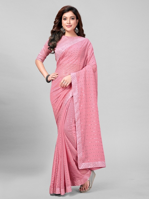 

Granthva Fab Pink Embellished Sequinned Ready to Wear Saree