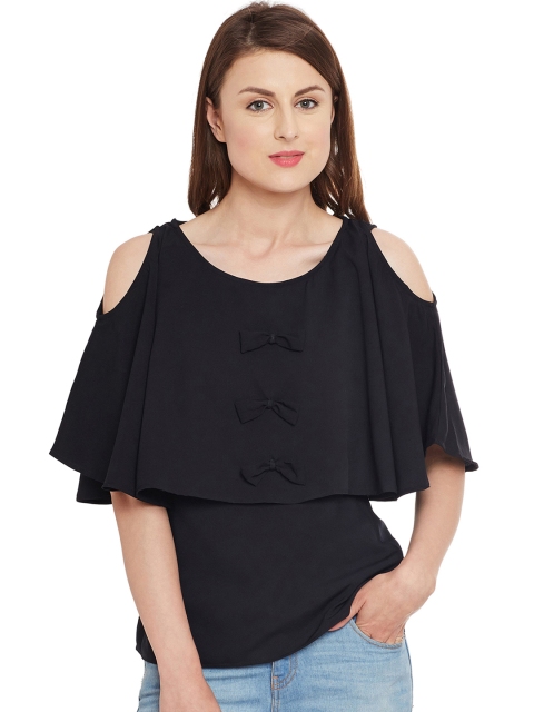 

Ruhaans Women Black Solid Layered Top