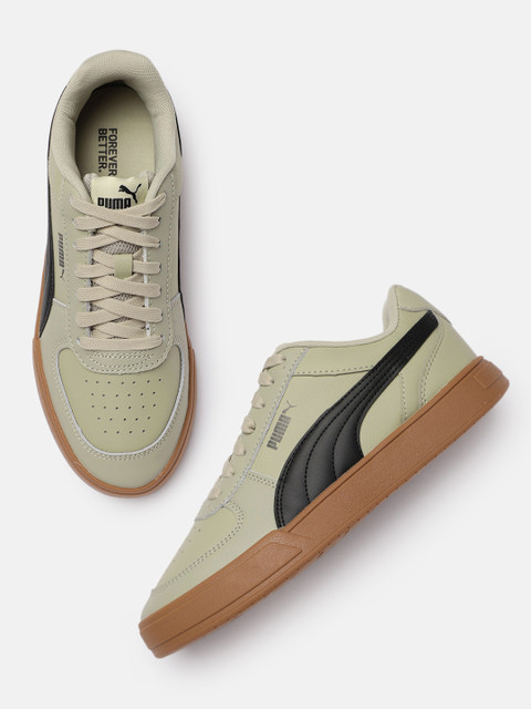 

Puma Unisex Grey Caven Perforations Leather Sneakers