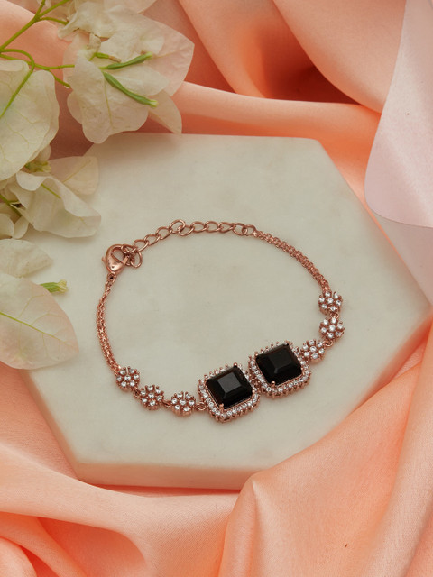 

Voylla Women Rose Gold & Black Brass Rose Gold-Plated Link Bracelet