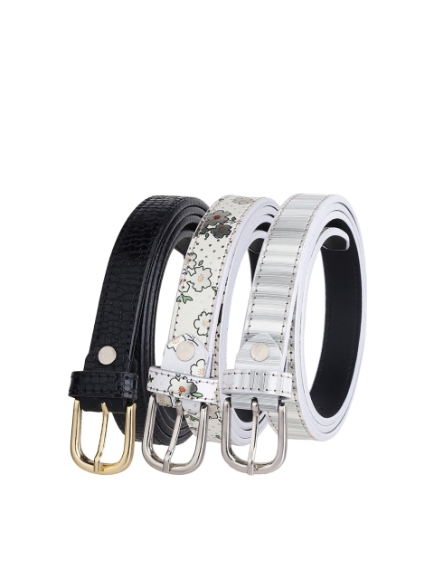 

URBAN ALFAMI Women Black and white Pack of 3 Printed PU Belt, Multi
