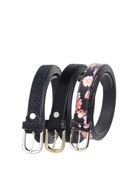 

URBAN ALFAMI Women Pack of 3 Black Printed PU Belt