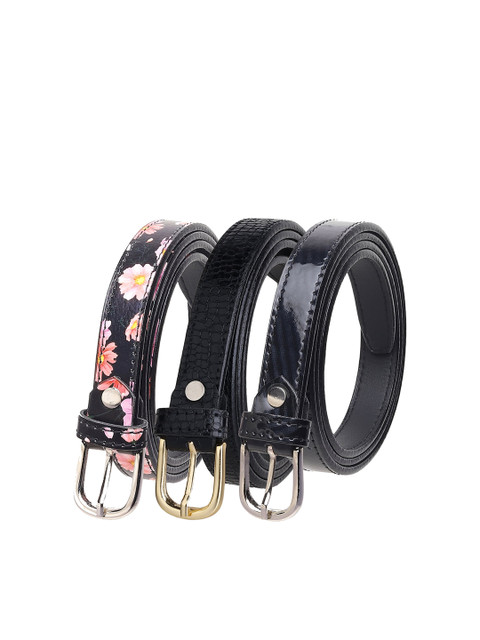 

URBAN ALFAMI Women Pack Of 3 Black Printed PU Belt