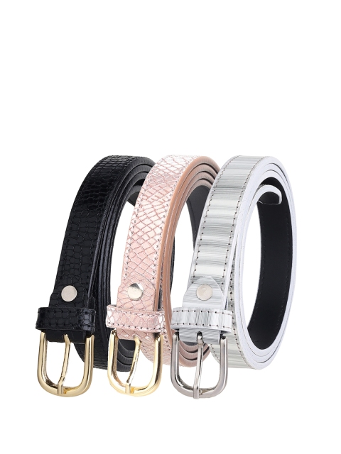 

URBAN ALFAMI Women Black Textured 3 PU Belt