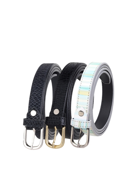 

URBAN ALFAMI Women Black Textured 3 PU Belt