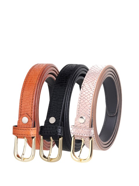 

URBAN ALFAMI Women Orange Textured 3 PU Belt