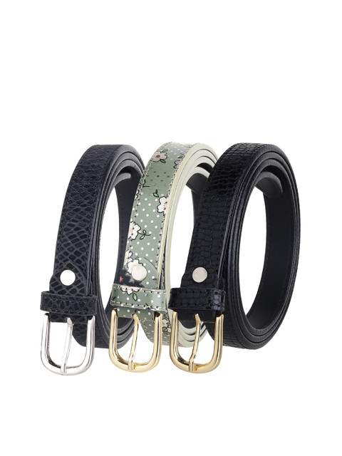 

URBAN ALFAMI Women Black Textured 3 PU Belt