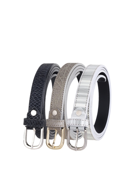 

URBAN ALFAMI Women Pack of 3 PU Belts, Black