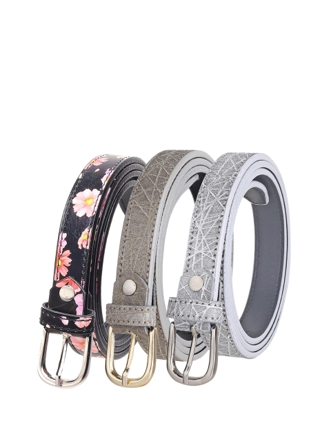 

URBAN ALFAMI Women Black Textured 3 PU Belt