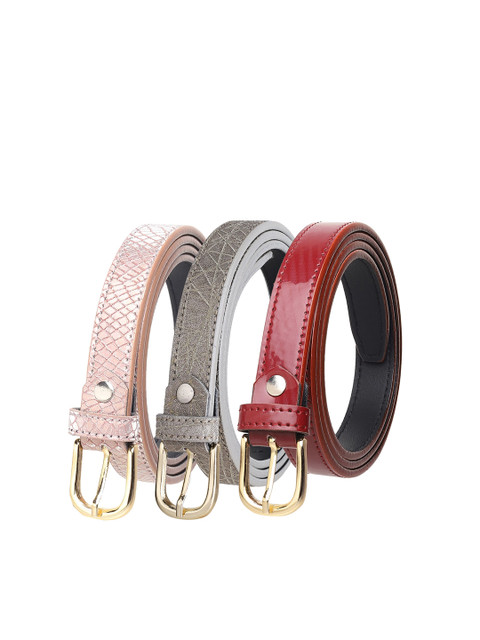 

URBAN ALFAMI Women Pink Textured Pack of 3 Belt