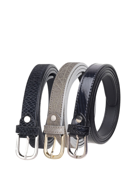 

URBAN ALFAMI Women Pack of 3 Black Textured Casual Belt