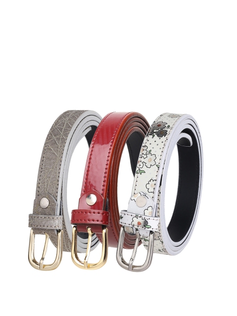 

URBAN ALFAMI Women Grey Pack of 3 PU Belt