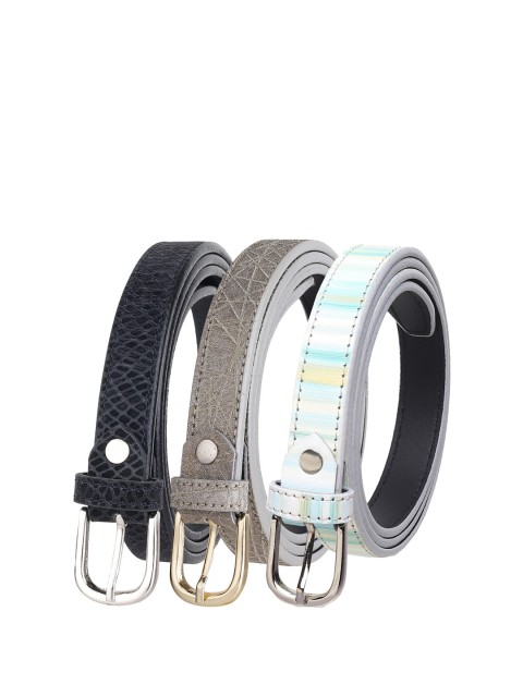 

URBAN ALFAMI Women Black Printed 3 PU Belt