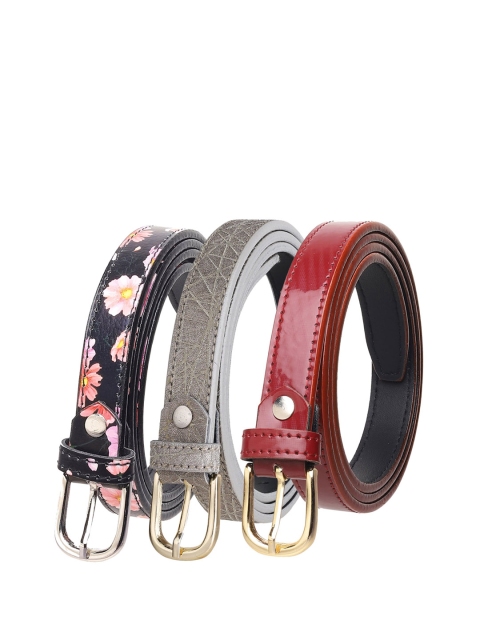 

URBAN ALFAMI Women Black Textured 3 PU Belt