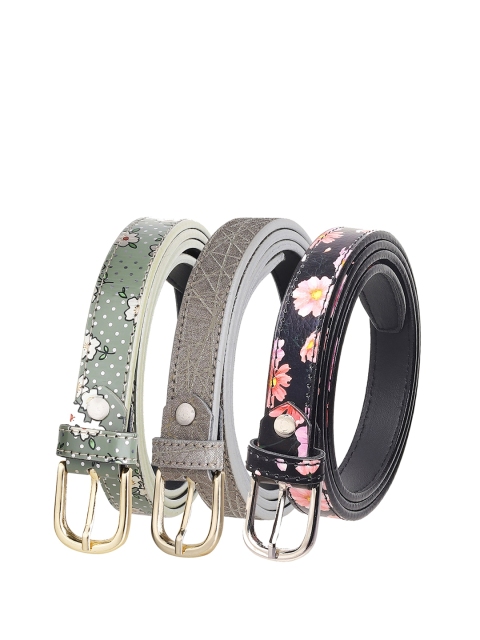 

URBAN ALFAMI Women Set of 3 PU Belt, Green