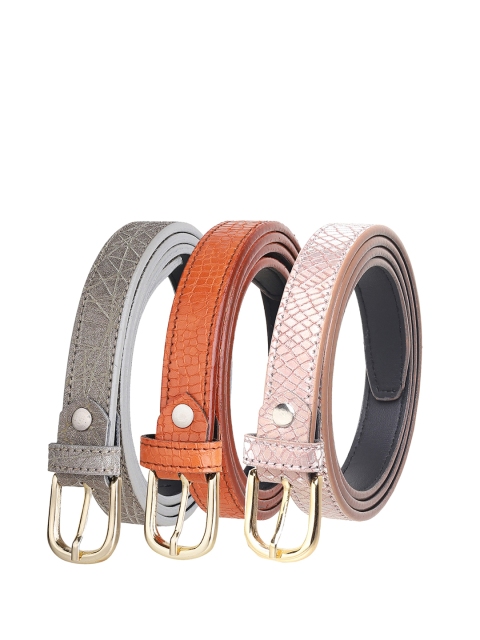 

URBAN ALFAMI Women Pack of 3 Tan Brown Textured Casual Belt