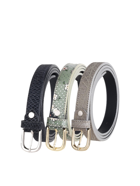 

URBAN ALFAMI Women Set of 3 Textured Belt, Multi