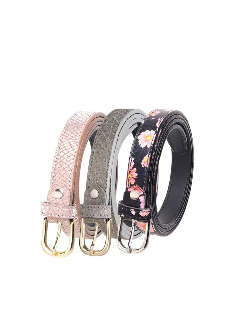 

URBAN ALFAMI Women Pink & Grey Printed Set Of 3 Belt