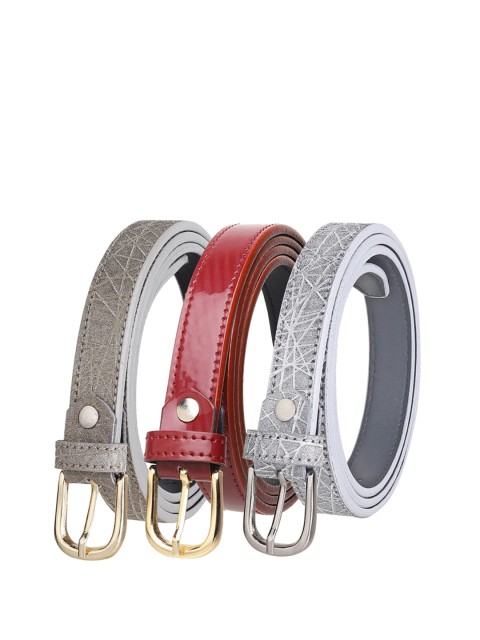 

URBAN ALFAMI Women Pack of 3 Grey Textured Casual Belt