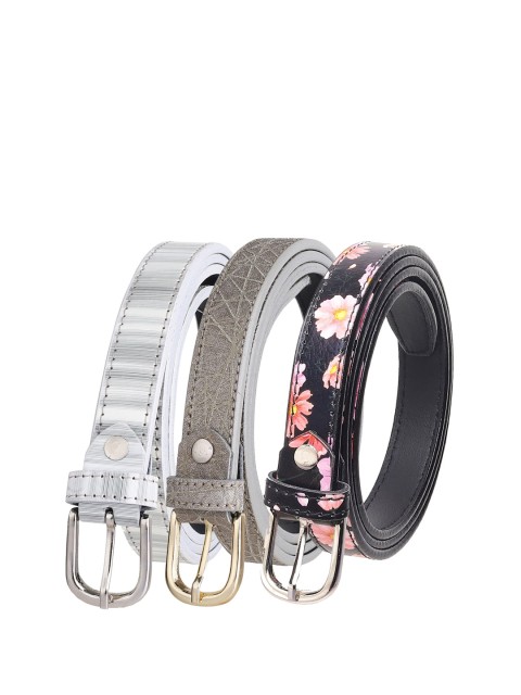 

URBAN ALFAMI Women Pack Of 3 Black Printed PU Belt