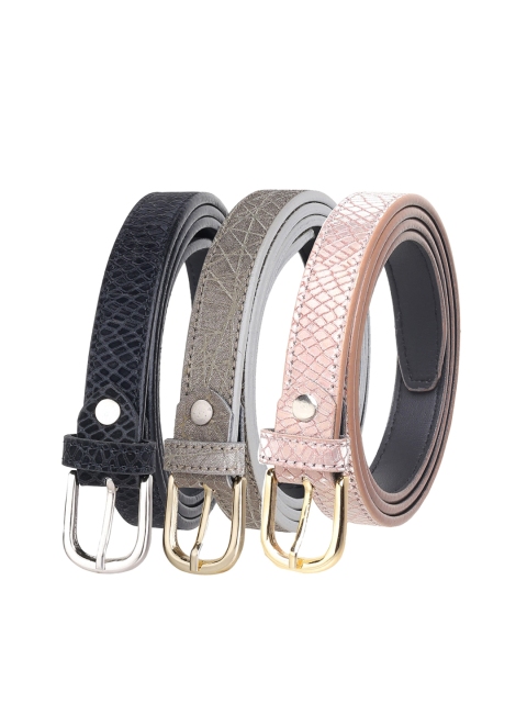 

URBAN ALFAMI Women Multicoloured Set Of 3 Textured Belt, Multi