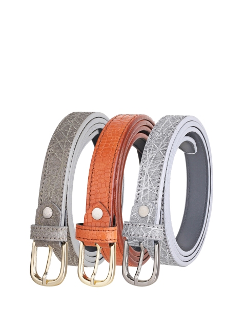 

URBAN ALFAMI Women Pack of 3 Orange Textured Belt