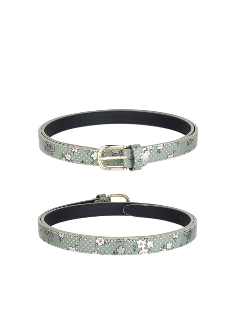 

URBAN ALFAMI Women Pack of 3 Printed Slim PU Belts, Green
