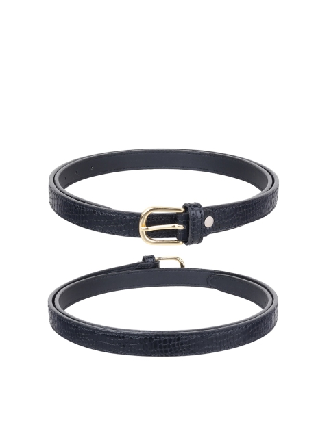 

URBAN ALFAMI Women Set of 3 Textured PU Belt, Black
