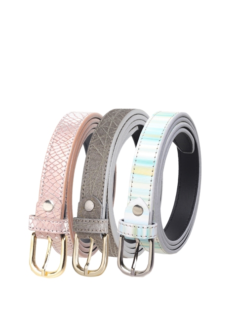 

URBAN ALFAMI Women Set of 3 Textured Belt, Multi
