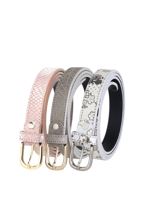 

URBAN ALFAMI Women Pack of 3 Pink Textured Casual Belts