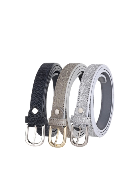 

URBAN ALFAMI Women Set of 3 Printed PU Belts, Multi