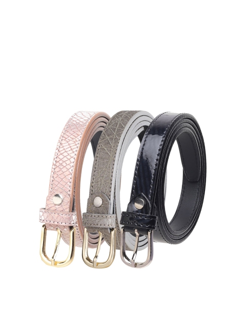 

URBAN ALFAMI Women Pack of 3 Black Textured Belt