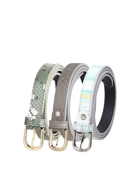 

URBAN ALFAMI Women Pack of 3 Printed PU Belt, Multi