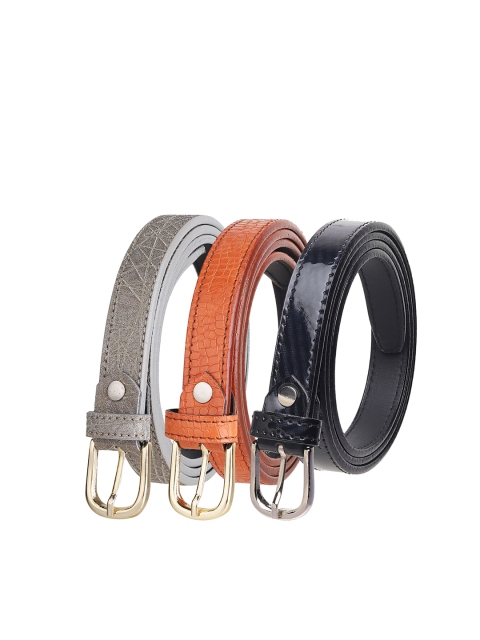 

URBAN ALFAMI Women Grey Textured 3 PU Belt