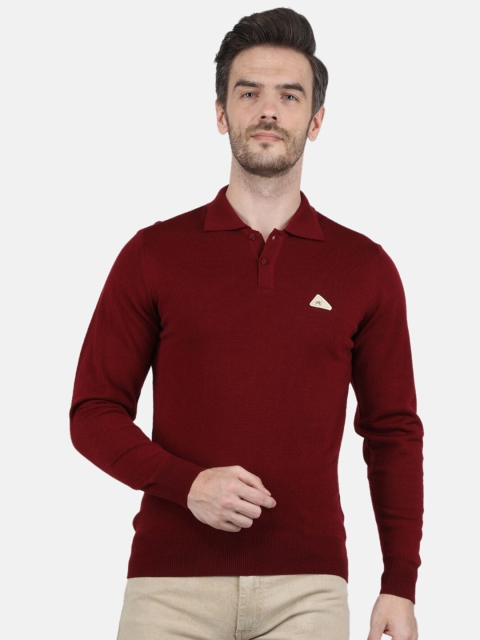 

Monte Carlo Men Maroon Polo Collar Applique T-shirt