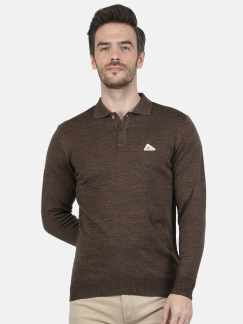 

Monte Carlo Men's Blend Wool Brown Solid Collar T-Shirt