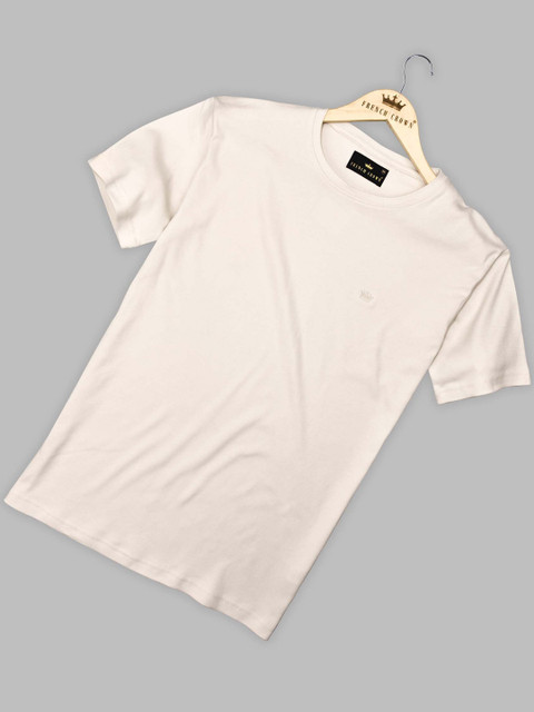 

FRENCH CROWN Men White High Neck Extended Sleeves T-shirt