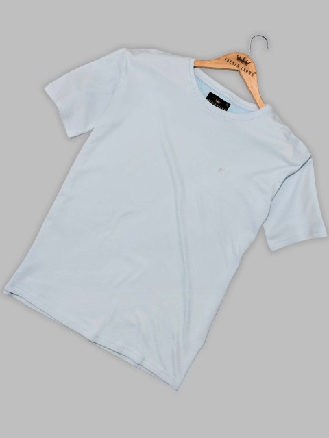 

FRENCH CROWN Men Blue High Neck Extended Sleeves Applique T-shirt