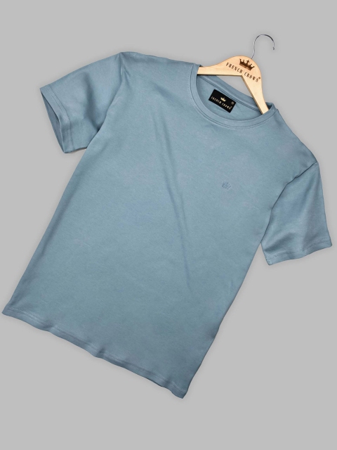 

FRENCH CROWN Men Blue Mandarin Collar T-shirt