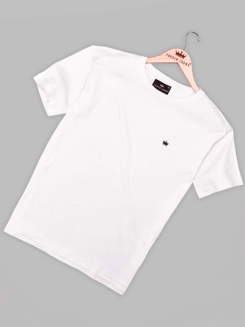 

FRENCH CROWN Men White Colourblocked Applique T-shirt