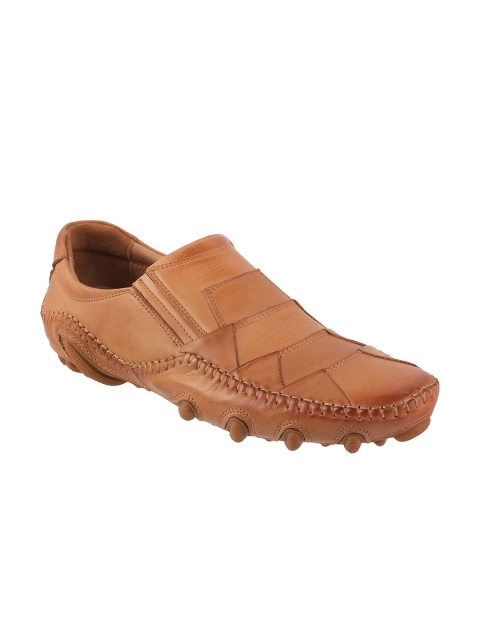 

DAVINCHI Men Tan Brown Leather Loafers