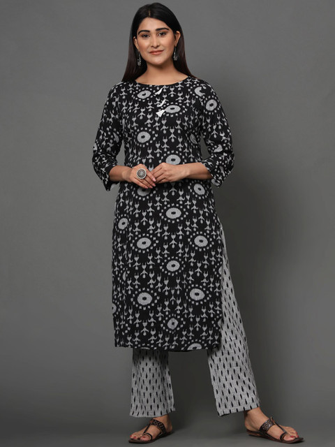

MISHRI COLLECTION Women Black Empire Kurti with Trousers