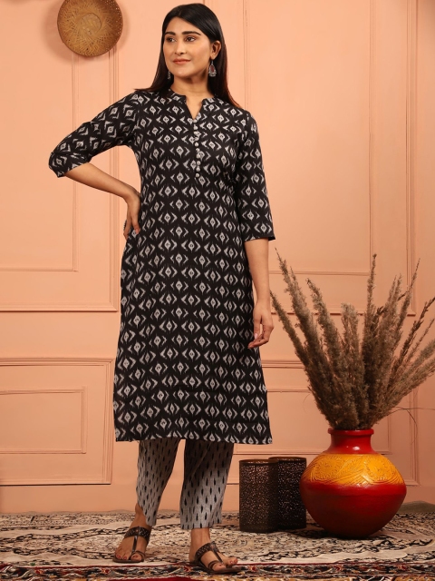 

MISHRI COLLECTION Women Black Yoke Design Empire Kurti with Trousers